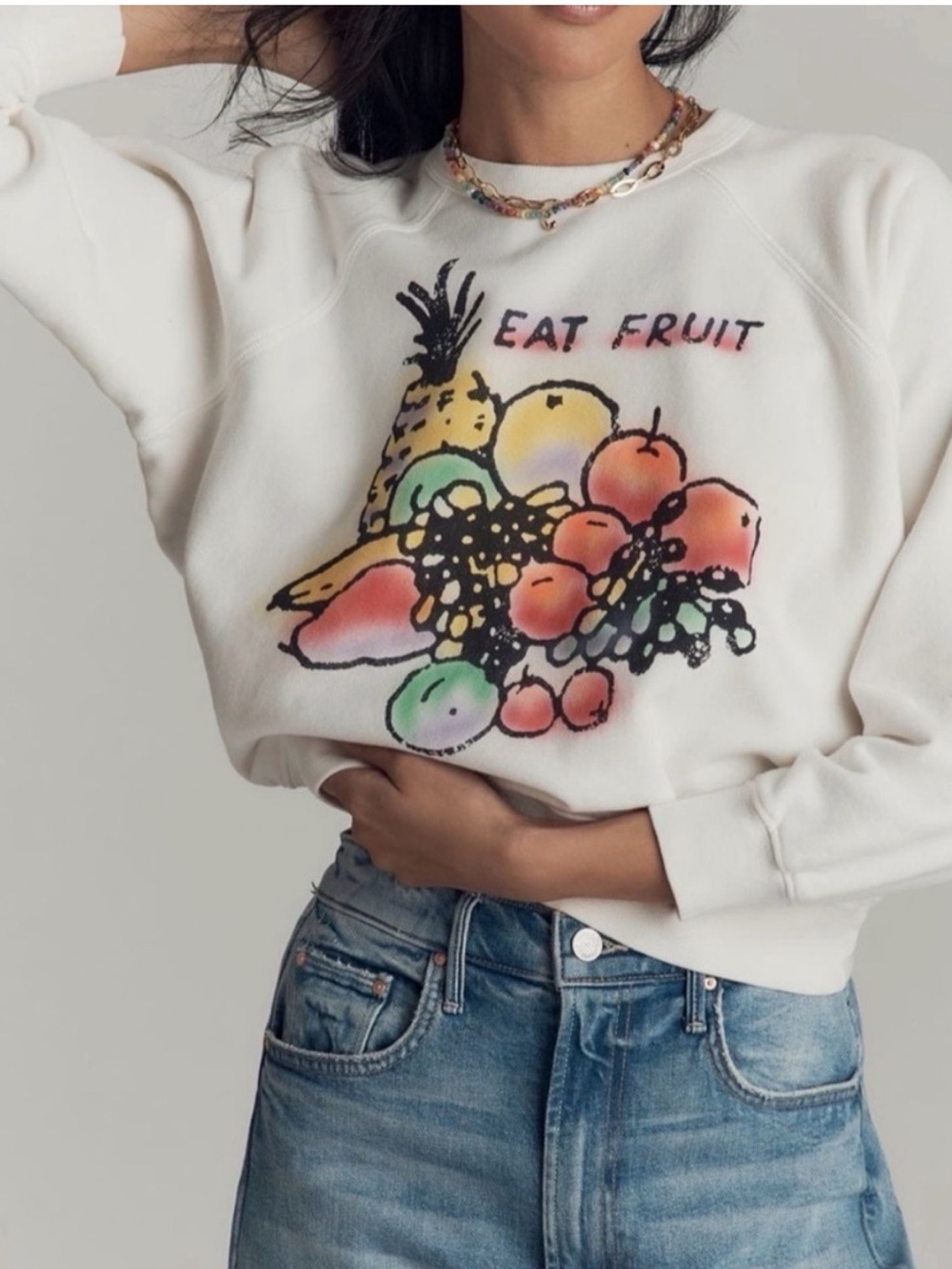 MOTHER The Concert Crew-Neck Graphic Sweatshirt Size XL